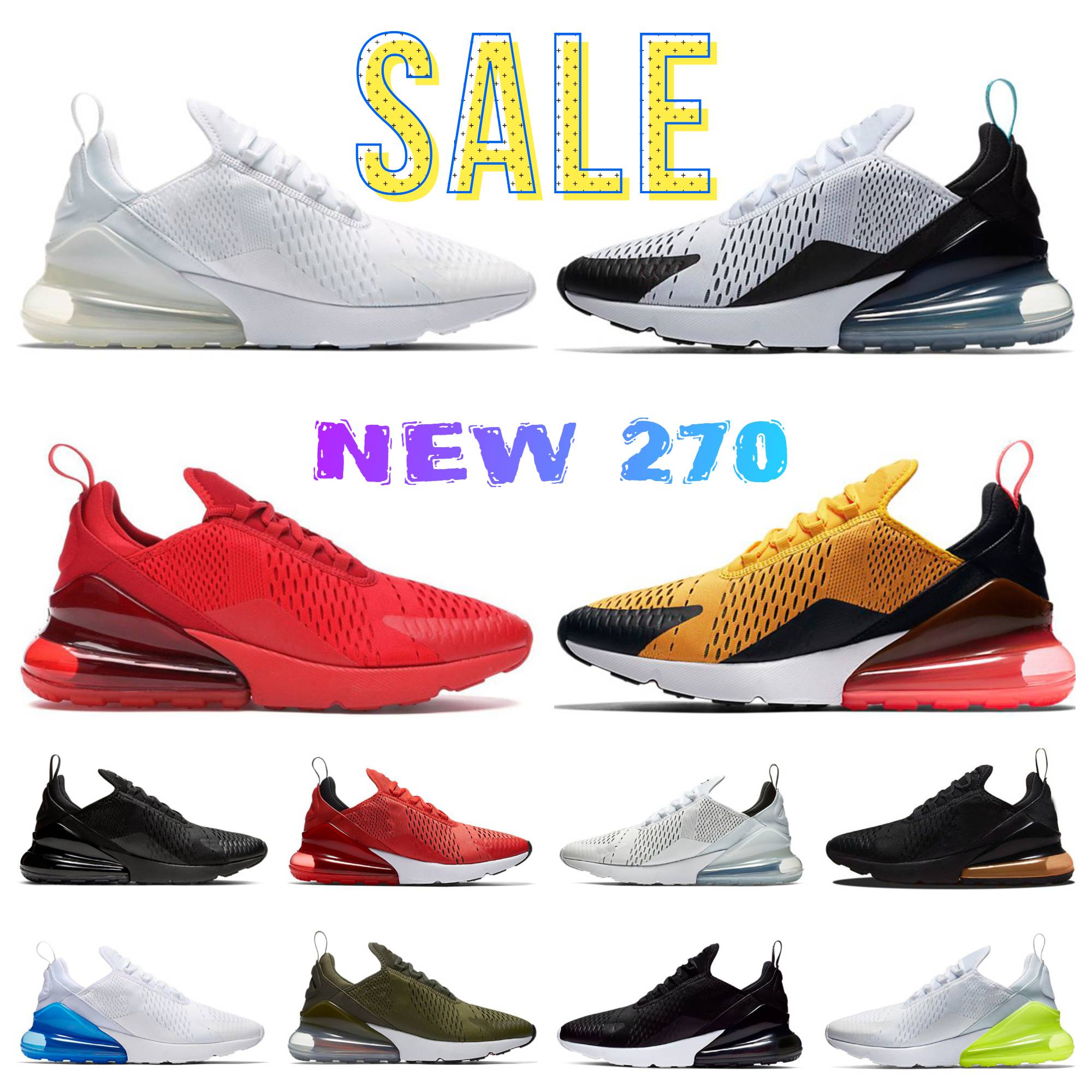 Designer shoes 270 men women Running shoe White Black Red Beige Pink Clear Sole Neon Yellow speed runner trainer flat platform casual Classic 270s sneaker chaussures
