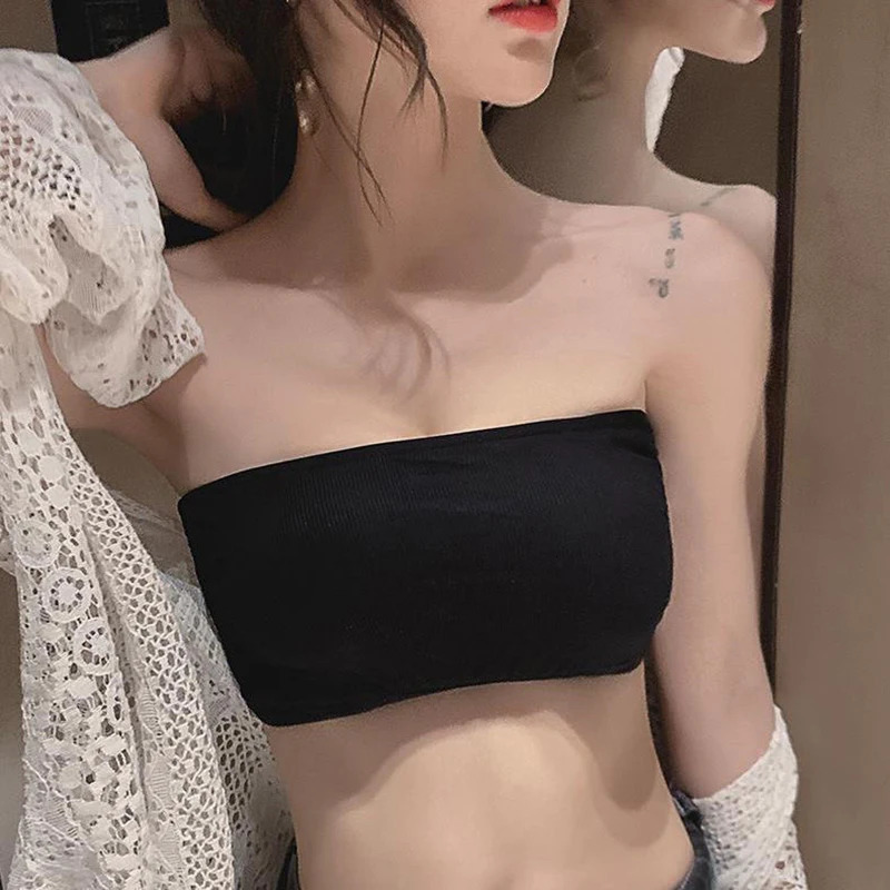 Seamless Tube Top Ice Silk Sexy Wrap Chest For Women Push Up Bras Strapless Underwear Solid Color Bralette Lingerie 250515