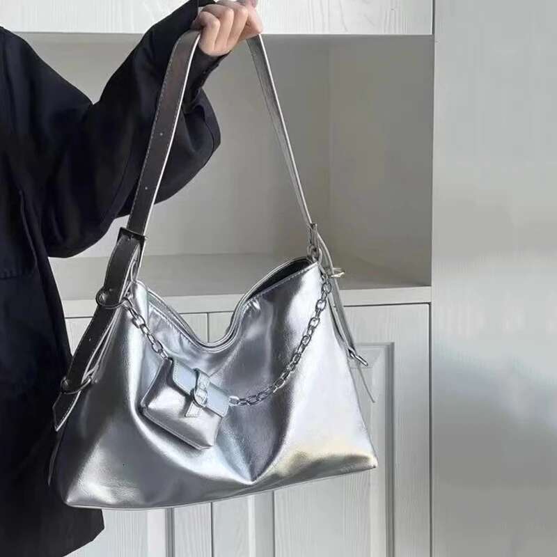 Sier Soft Hobos Shoulder Crossbody Bags For Women Trend Fashion PU Leather Designer Handbags Female Underarm Bag With Purse