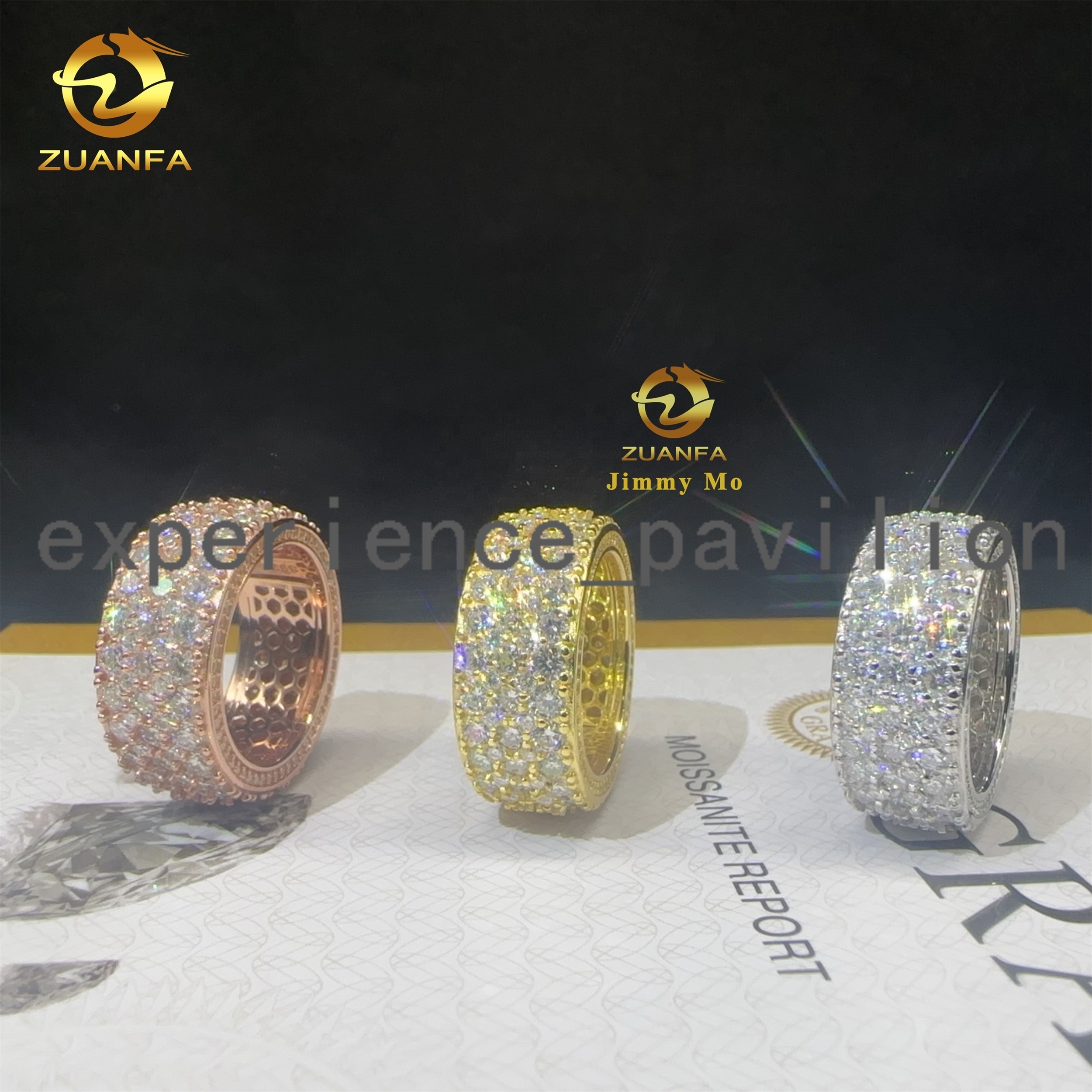 New Arrivals Luxury Jewelry Pass Diamond Tester 925 Sterling Silver Fully Iced Out VVS Moissanite Diamond Eternity Band Ring