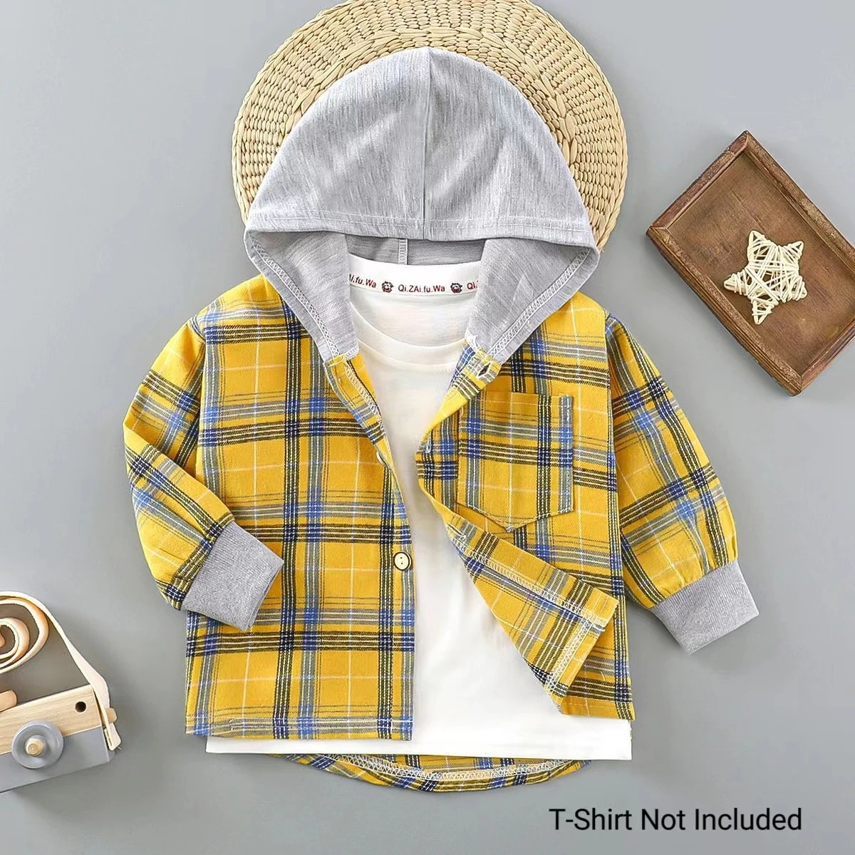 Childrens Spring And Autumn Shirts Children Boys Hooded Plaid Shirts Baby Girl Long-Sleeved Square Bottoming Jacket Tops 250515