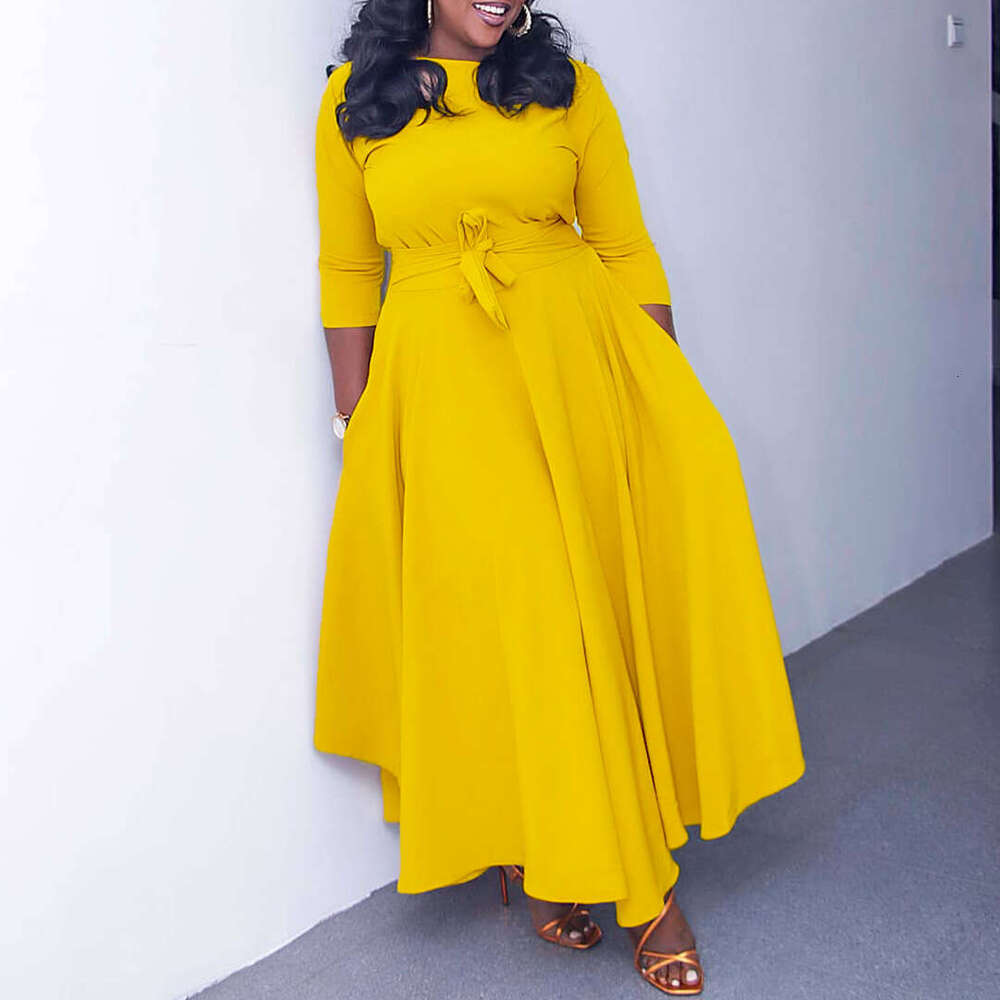 White Dress Maxi Dress D3171 Women's 2024 Spring/Summer New Fashionable Style Lace Up Large Size Long Dress KQ