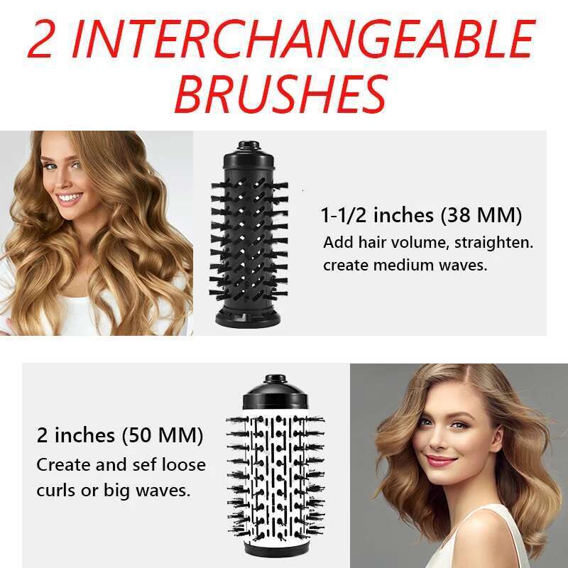 Electric Rotating Negative Ion Hair In 1 Round Hot Air Spin Set Volumizer Blow Dryer Brush With 2 Brushes
