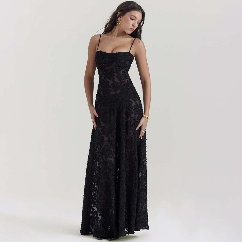 White Dress Maxi Dress Feng 2024 Summer New Women's Fashion Bra One Line Neck Elegant Evening Dress KQ