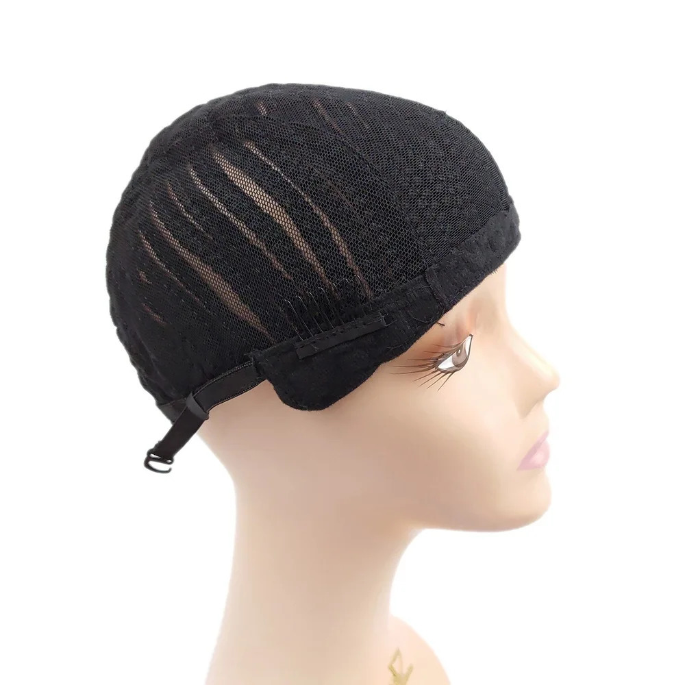 1 piece black crochet net cap crochet wig cap breathable braided cornrow cap with adjustable band for easy sew in weave wig cap 250513