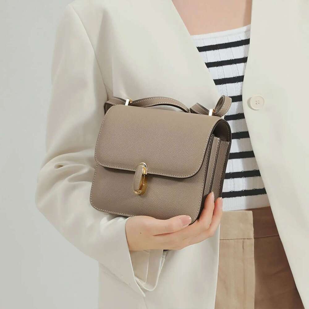 ITAMOOD Simplicity Genuine Leather Women's Small Square Retro Satchel Shoulder Bag For Daily Commuting Use