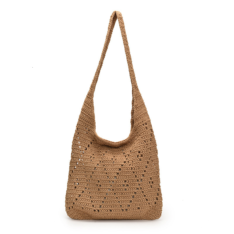 New French style artistic hollow weaving large capacity tote bag crochet shoulder bag fairy vacation handheld beach bag lazy and simple designer shoul