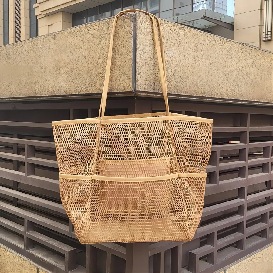 Large Capacity Ladies Beach Bag hollow mesh beach bag outdoor travel single shoulder hand bag 250515