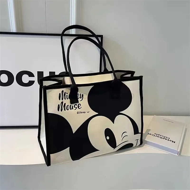 Disneys New Cartoon Mickey Casual Versatile Womens Large-capacity Canvas Bag Fashionable Work Commuter Handbag Bags for WomenXJ250515