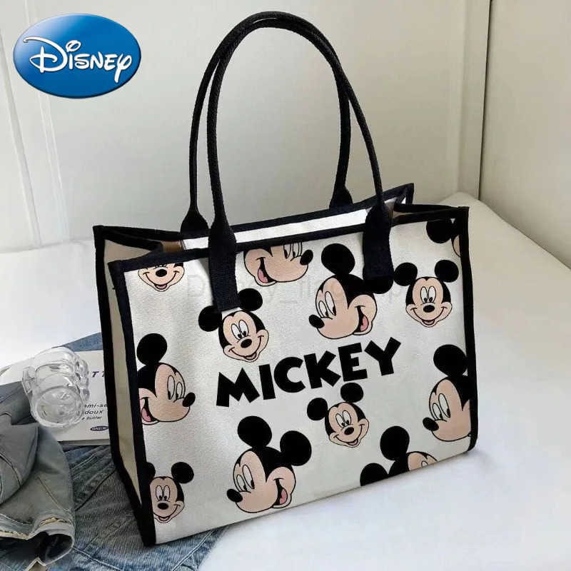 Disney New Large Capacity Cartoon Canvas Bag Womens 2024 New Fashion Outing Portable Shopping Bag Mommy Shoulder Tote BagXJ250515