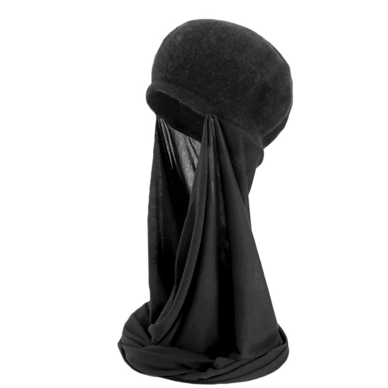 Autumn Winter Muslim Women Beret With Scarf Shawl One Piece Convenient Arab Cap Fashion Ladies Party Hijab Hat Headwear 250514