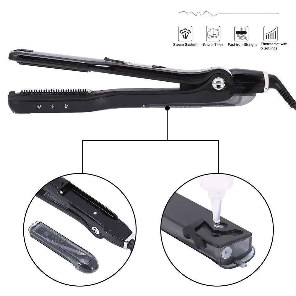 Curlers For Women Straightener Steam Titanium Ceramic Flat Professional Electric Comb Hair Curling Iron Styler