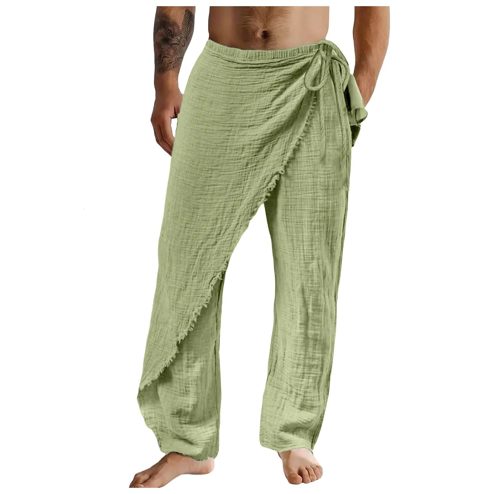 Mens Casual Pants Breathable Loose Beach Cotton Linen Men Elastic Camping Hiking Fishing Climbing Outdoor Sports Trousers 250515
