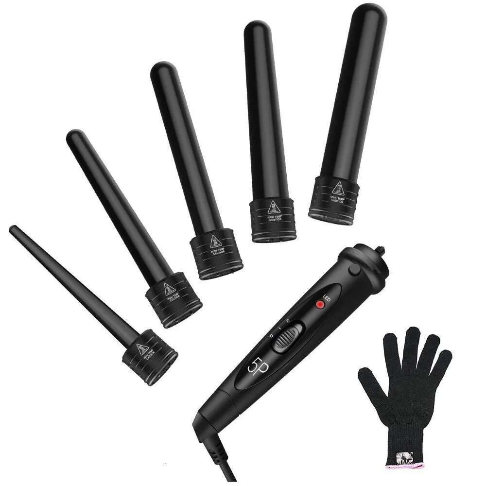 5 In 1 Professional Lron Waver Pear Flower Cone Electric Hair Curler Roller Curling Wand