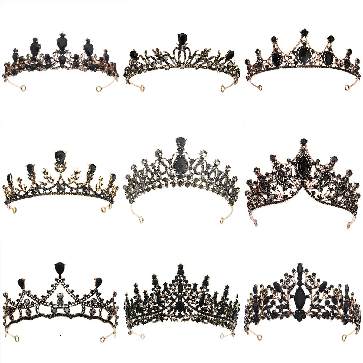 Baroque Vintage Gothic Crystal Crown and Tiara Wedding Bride Hair Accessories For Women Rhinestone Crowns wedding accessories 250509