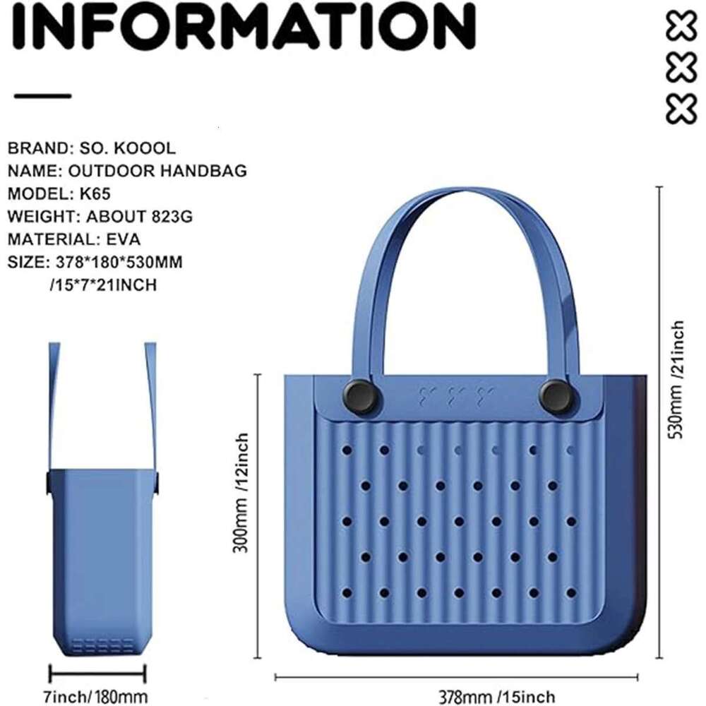 Waterproof Beach Tote Bag Large Washable Rubber Handbags Sports Travel Outdoor Anti-Tip Bag Gift For Women