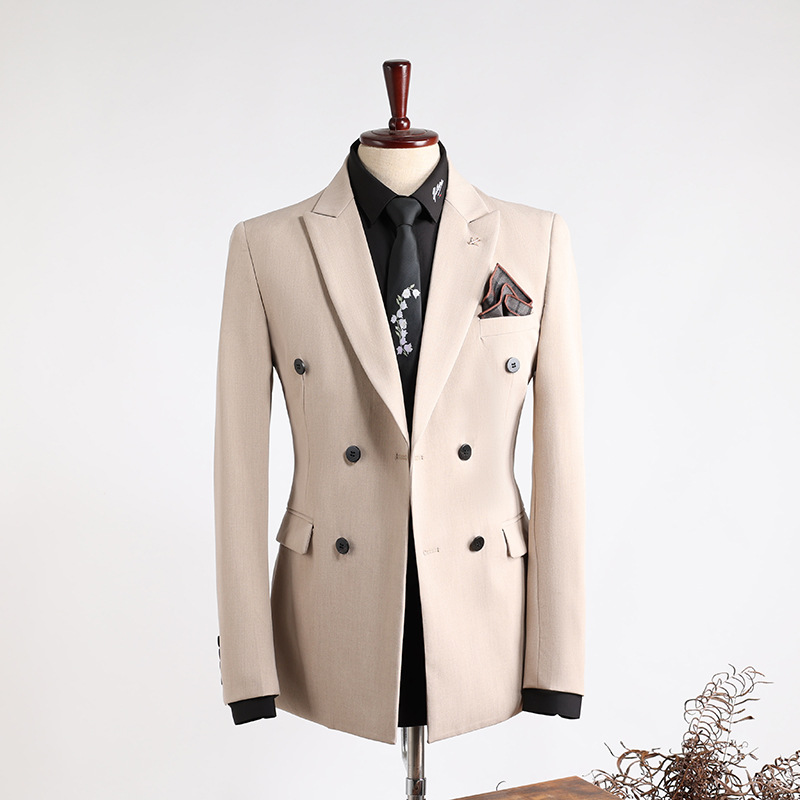 Men's Suits 3 Pieces Double-breasted suit suit men's formal wear business casual fashion Korean version slim-fit plus-size wedding suit for 