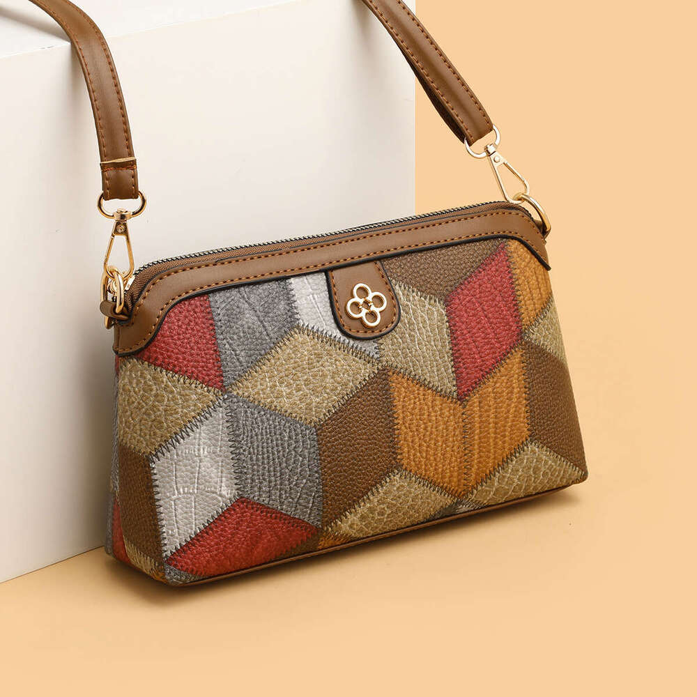 Design Bohemian crossbody niche ethnic design, women's single shoulder spliced color crossbody, change phone bag, 2025 new casual fashion trend