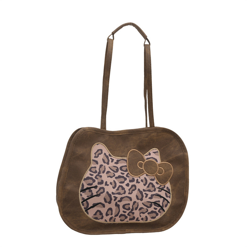 Free Delivery Designer Bag Cartoon Cute Cat Underarm Panther Pattern Backpack Women's Winter 2025 Korean Edition Tote Big Bag Luxury Bag