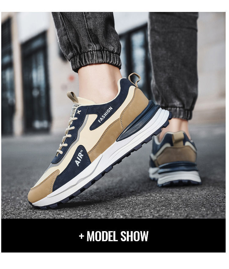 Brand Men's 2025 New Spring Leather Face Work Safety Running Sports Dad Shoes