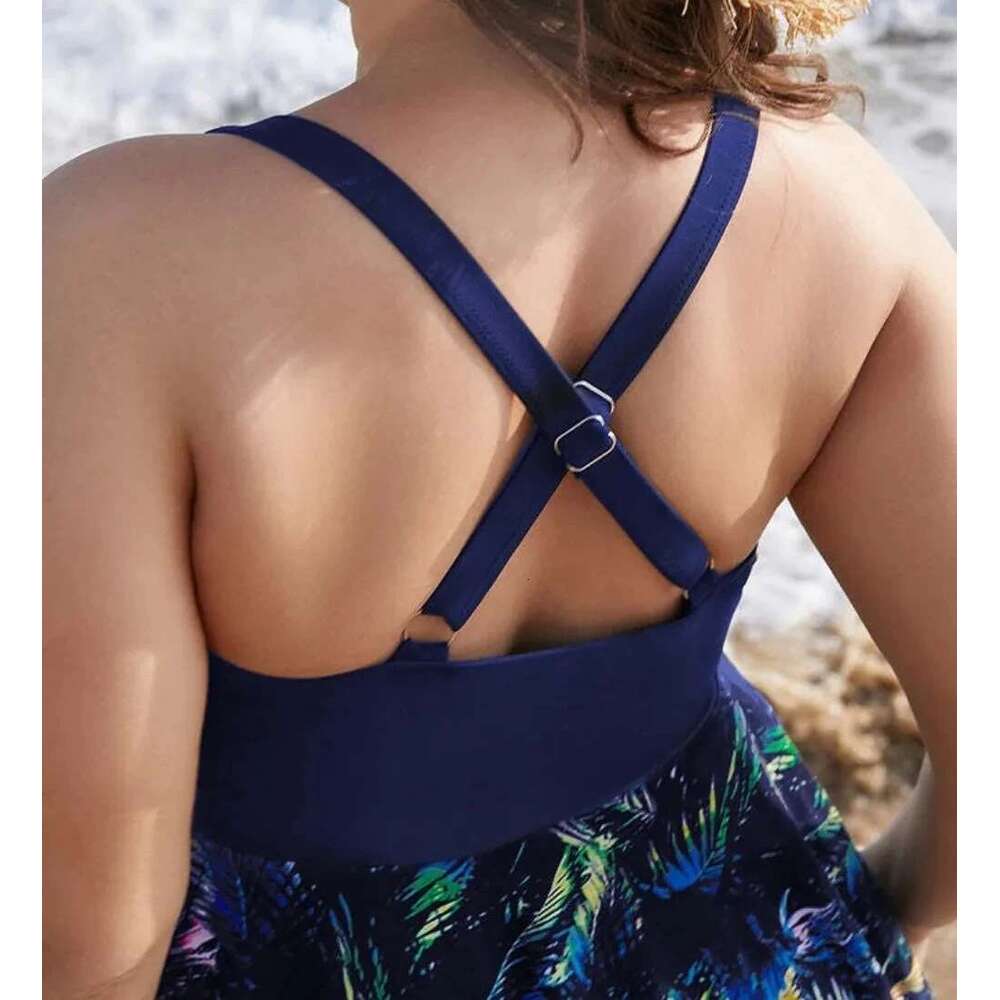 Womens Plus Size One Piece Swimsuit Tummy Control Swimdress Skirtini Cover Up Swimwear Bathing Suits Printed Elegant Beach Wear