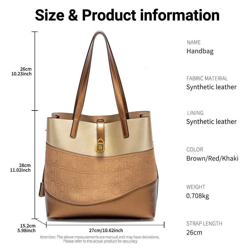 CHCH Large Capacity Tote Spring New Splicing Design Child Mother Belt Commuter Women's Bag