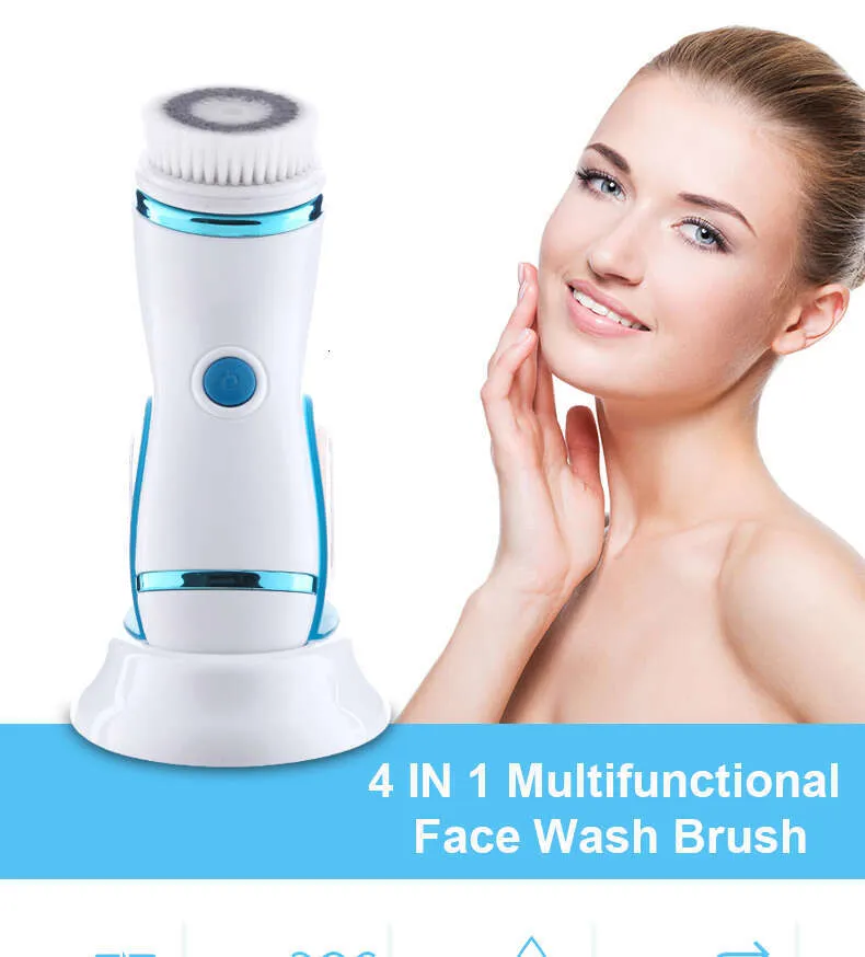 4 In 1 Skin Pore Massage Mini Beauty Massager Brush Electric Facial Cleanser Facial Cleansing Brush