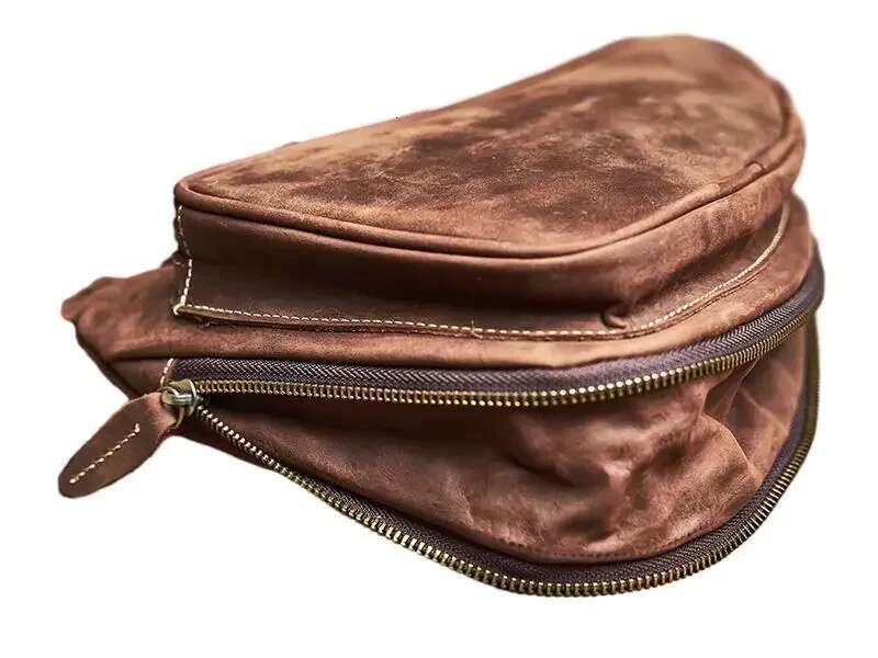 Nupugoo-Genuine Leather Vintage Chest Bag Men, Crossbody Shoulder, High Quality Leather, Multifunction Zipper For 9.7 Inch I