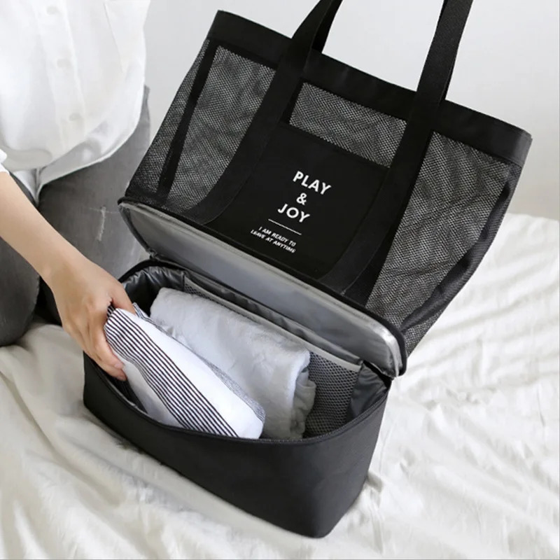 Custom Outdoor Picnic Beach Bag High-capacity Net Transparent Bag Double Insulation Tote Bag Office Lunch Snack Picnic Bags 250515
