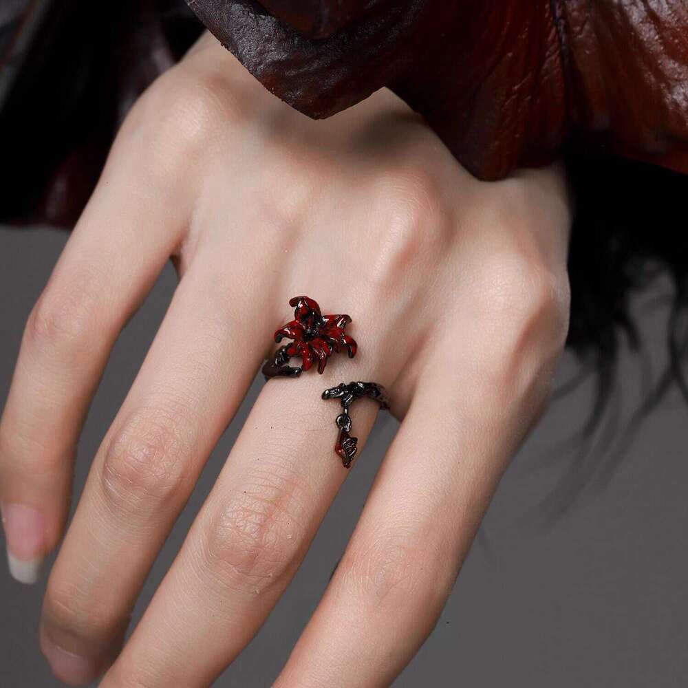 Mandala flower tassel jewelry, ring, earring, bracelet, necklace, high-end feeling, diamond studded, dark style, sweet and cool, spicy girl jewelry