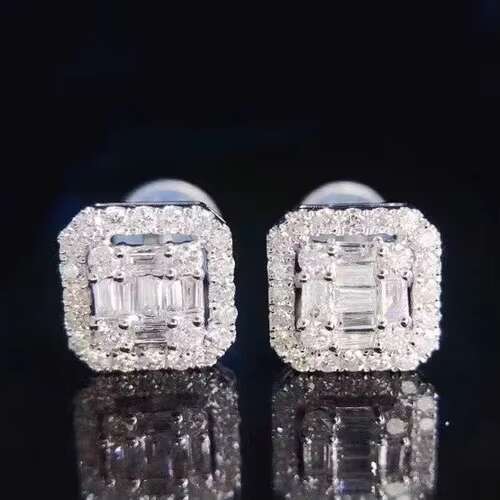 Master Rock Jewelry Solid Sier 2ctw Hip Hop Iced VVS Stick Moissanite Earrings