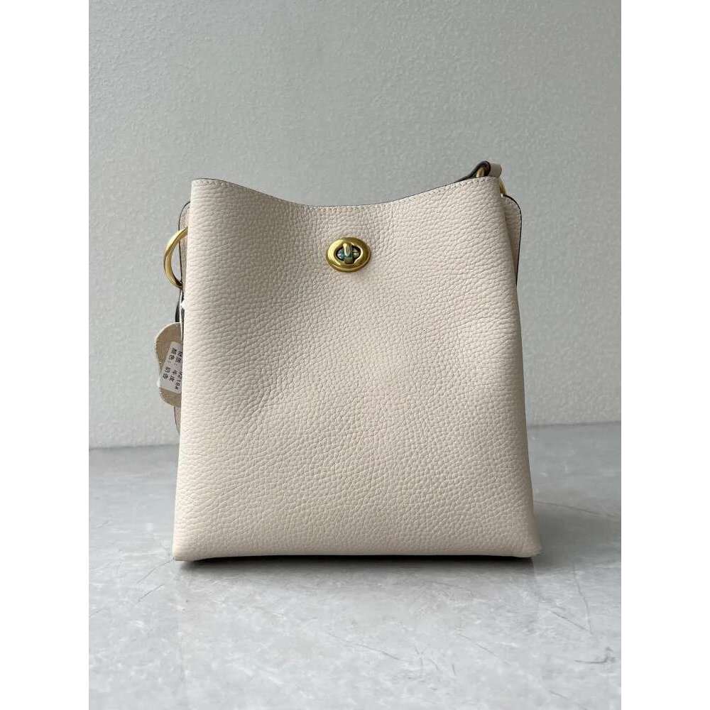Office Ladies Shoulder Handbag Fashion Solid Color Genuine Bucket Bag Cow Leather Casual Women Single Crossbody Bags