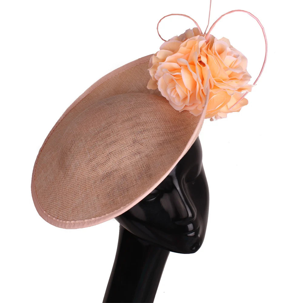 Gorgeous Formal Dress Wedding Fedora Cap Women Big Derby Headpiece Flower Fashion Fasinator Hat Handmade Occasion Millinery Cap 250514