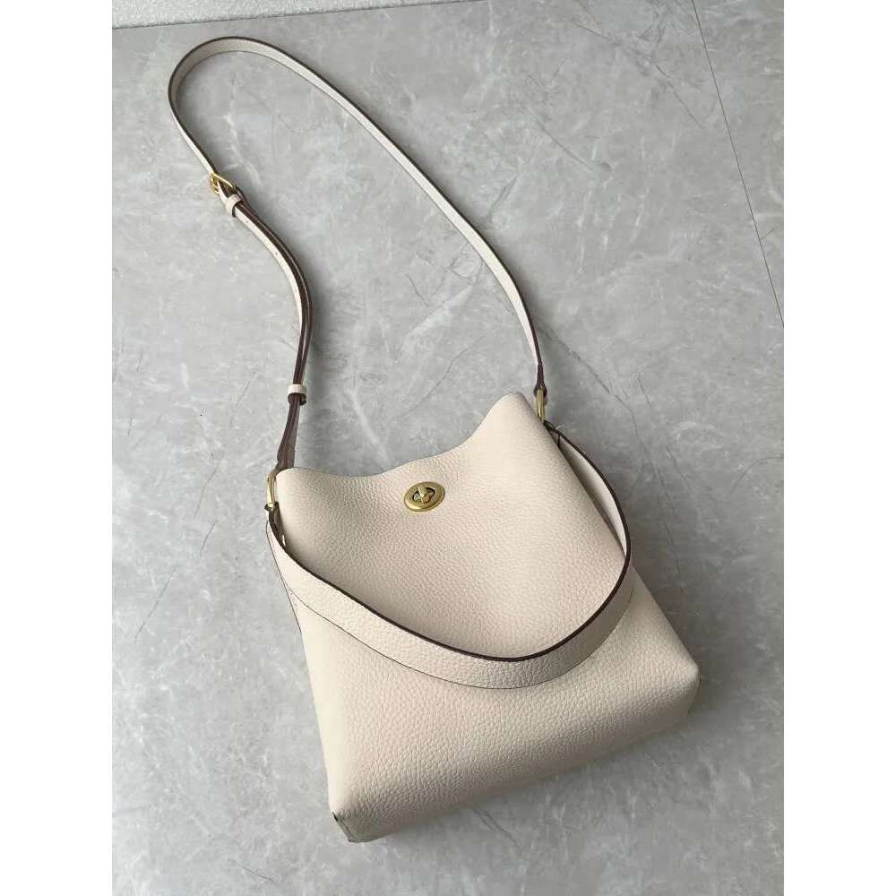 Office Ladies Shoulder Handbag Fashion Solid Color Genuine Bucket Bag Cow Leather Casual Women Single Crossbody Bags