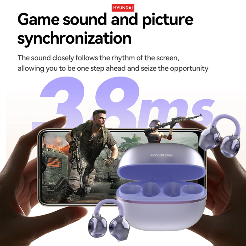 HYUNDAI EarclipC7 Clip-on Design Wireless Earphones Comfortable Wearing & IPX5 Waterproof Sports Earbuds for Work Fitness