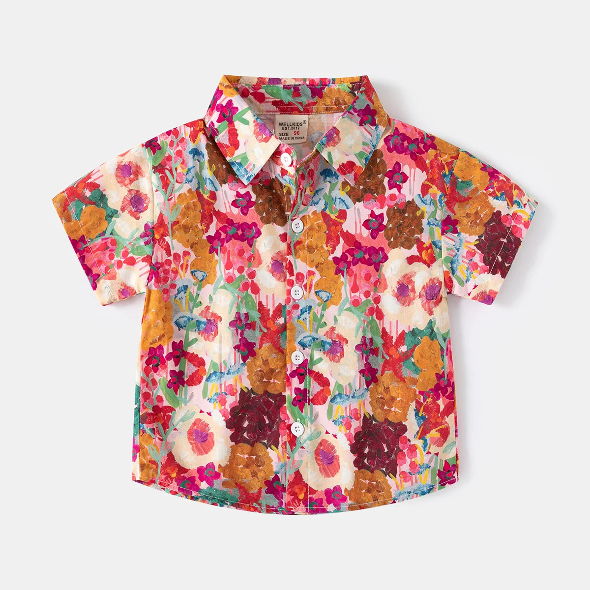 Summer Boys Shirt Floral Short Sleeve Turn-down Collar Boys Shirts Children Top Wear Kids Clothes Fashion Beach Wear 250515