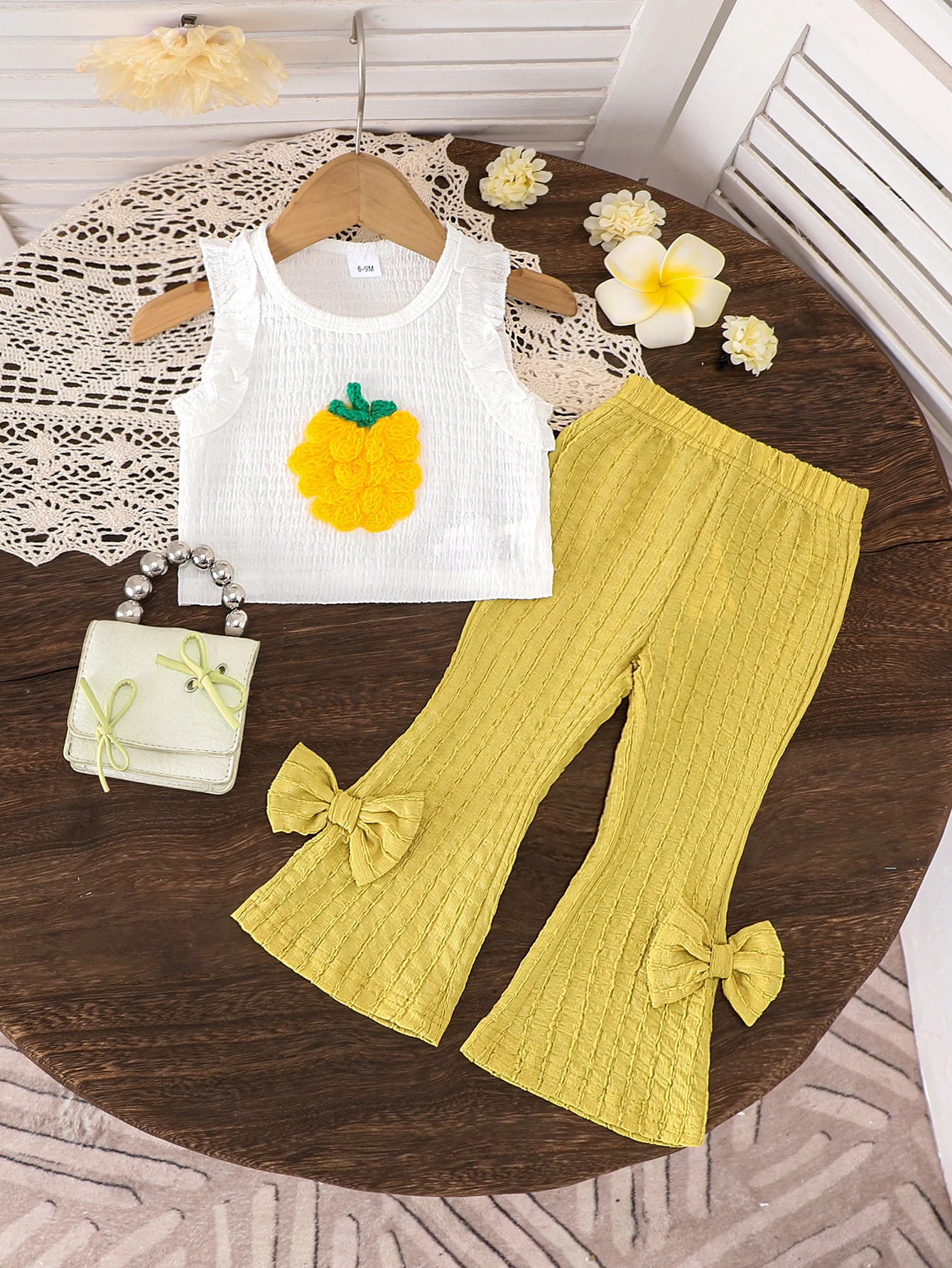 2PCS Summer Girl 2-7 Years Old Sweet And Cute Strawberry Chapter Rice White Vest Trousers 250515