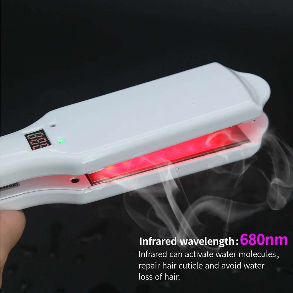 Care Iron Infrared Ultrasonic 2 Inches Wide Plate Argan Oil Recover Damaged Keratin Treatment Smooth Frizz Hair Cold Irons