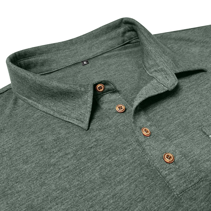 XXXL Men's Casual Polo Shirts Classic Long Sleeve Basic Button T-Shirt Lightweight Cotton Golf Tops with Pocket Tops Tees