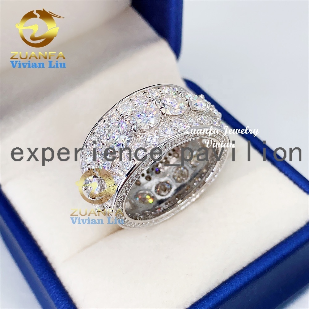 Fashion Jewelry 925 Sterling Silver Iced Out Hip Hop moissanite moissanite or Vvs Moissanite Ring