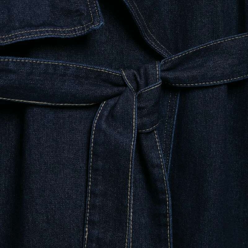 Women Casual Denim Trench Jacket With Belt Long Sleeves Summer Autumn Female Outerwear Chic Overcoat
