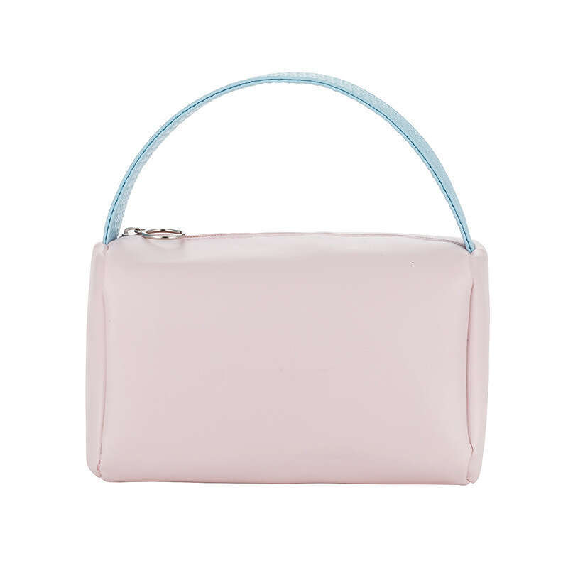 Candy colored bag with high-end storage, large capacity handheld PU waterproof makeup bag, high beauty women's handbag
