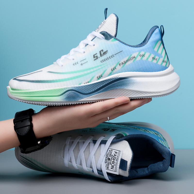 Lightweight sports for men, spring 2025 new breathable ice silk mesh men's shoes, thick soled casual running shoes