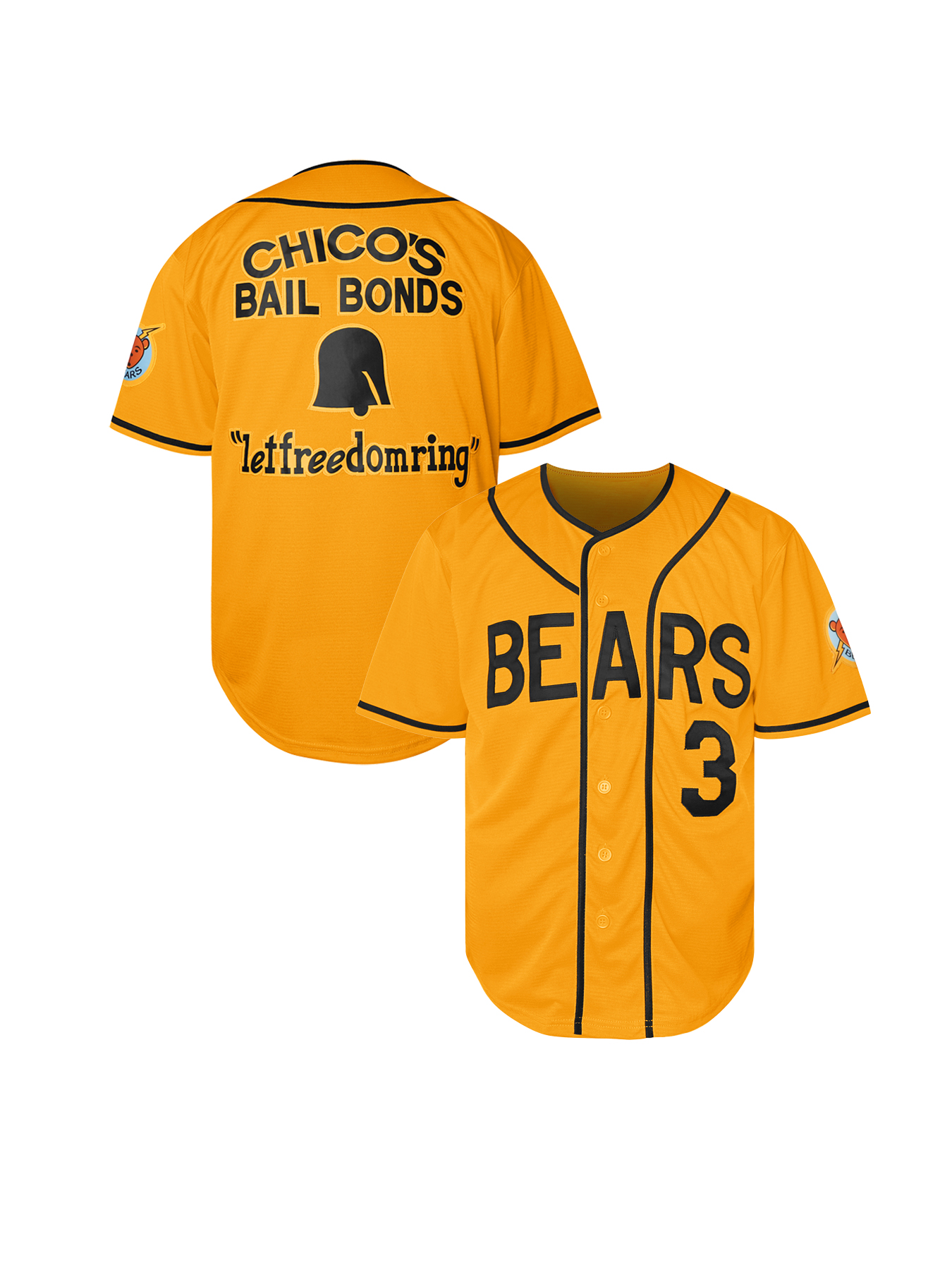 BEARS 3 CHICO'S BAIL Bonds LEFFREEDDOMRING In Stock Wholesale Black White Yellow Baseball Jeresys Quick Drying Moisture Conducting ,Quick Dry No 