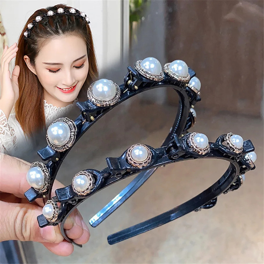 Unisex Alice Pearls Elegant Hairbands Men Women Sports Headband Double Bangs Hairstyle Make Up Hairpins Fashion Hair Accessories 250509