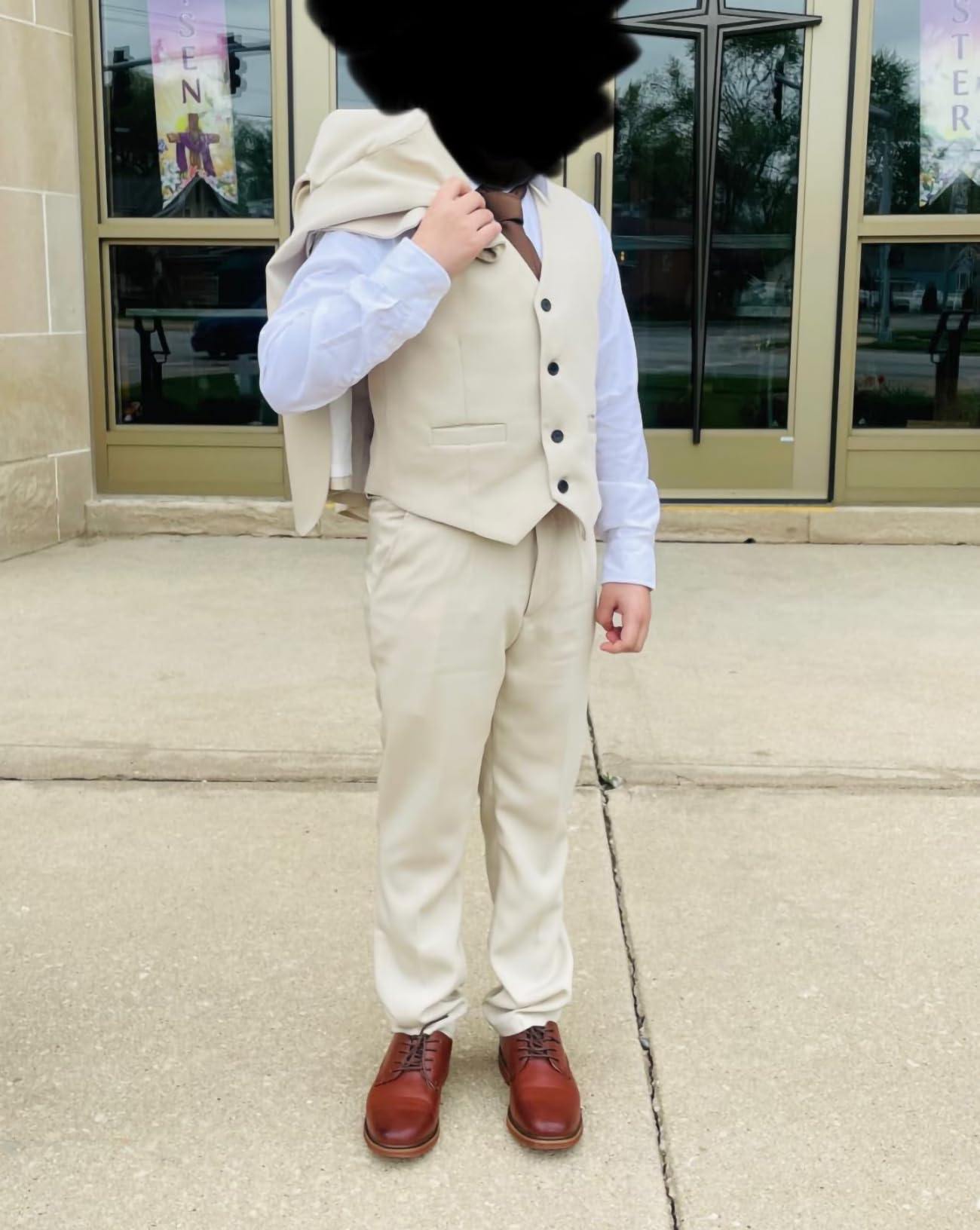 Boys 3 Pieces Slim Fit Suit Outfit Tuxedo Vest Pants Kids Prom Wedding Party Formal Set Size 3-16 Years