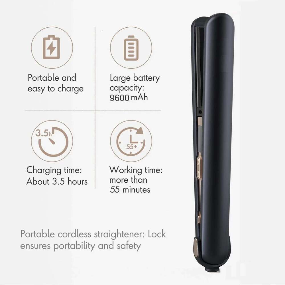 Wireless Portable Type-C Hair Straightener Curler for Instant Styling Perfect Travel and Dorm Use Gift