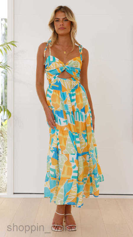 Women Dresses Spring Women's New Fashion Printed Strap Sleeveless Long Dress for Women