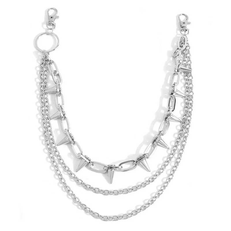 New Punk Rivets Pants Chain for Women Men Hip Hop Silver Color Multilayer Waist Chain Dress Jewelry Gothic Rock Accessories Y250515