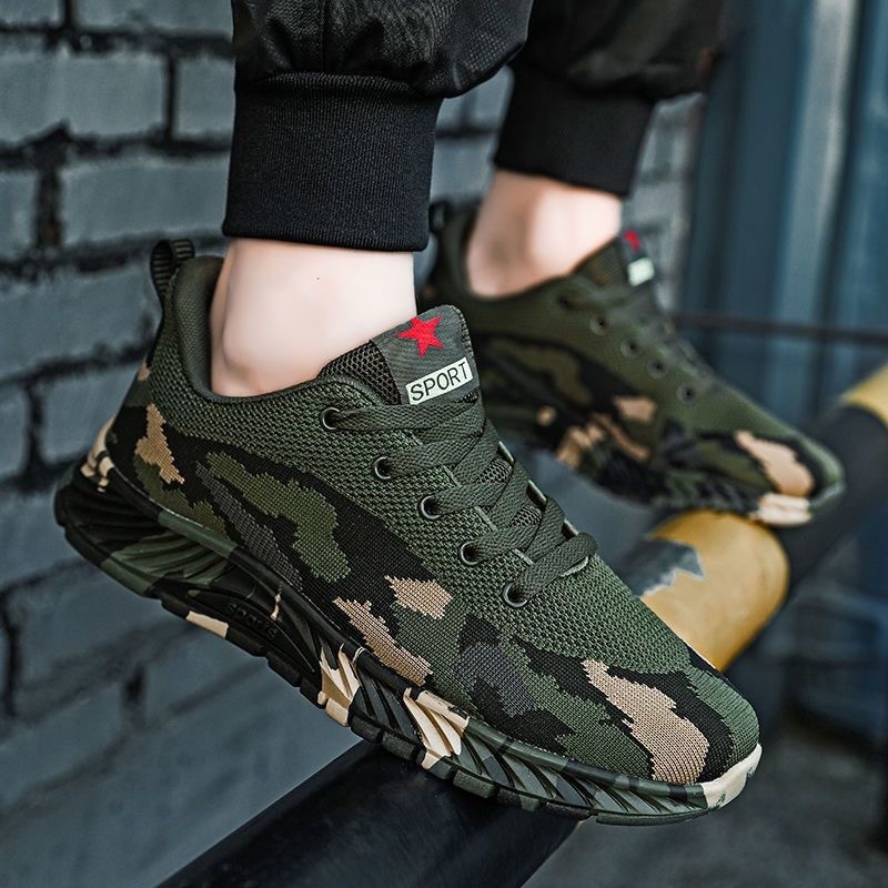 Men's military camouflage liberation training labor protection shoes, fly woven mesh surface, comfortable breathable sports and leisure shoes